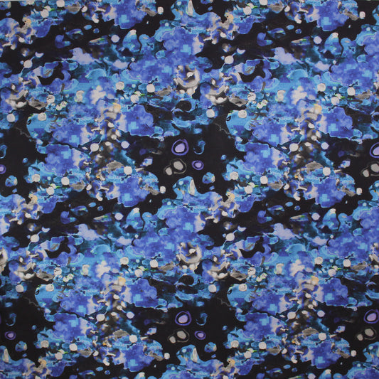 Italian 'wandering blue' printed stretch cotton denim