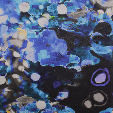 Italian 'wandering blue' printed stretch cotton denim