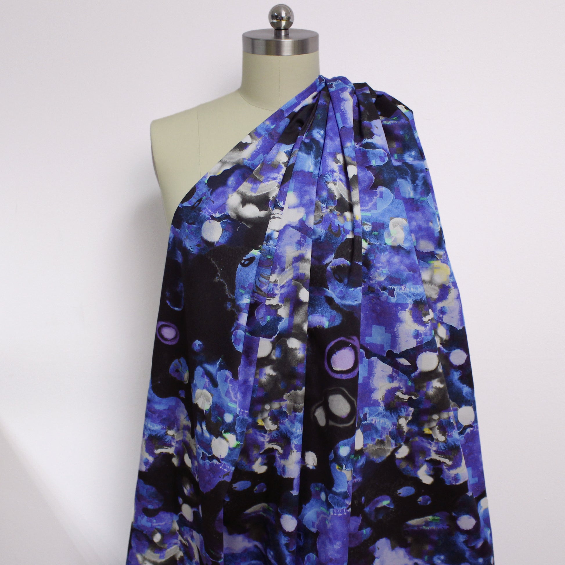 Italian 'wandering blue' printed stretch cotton denim