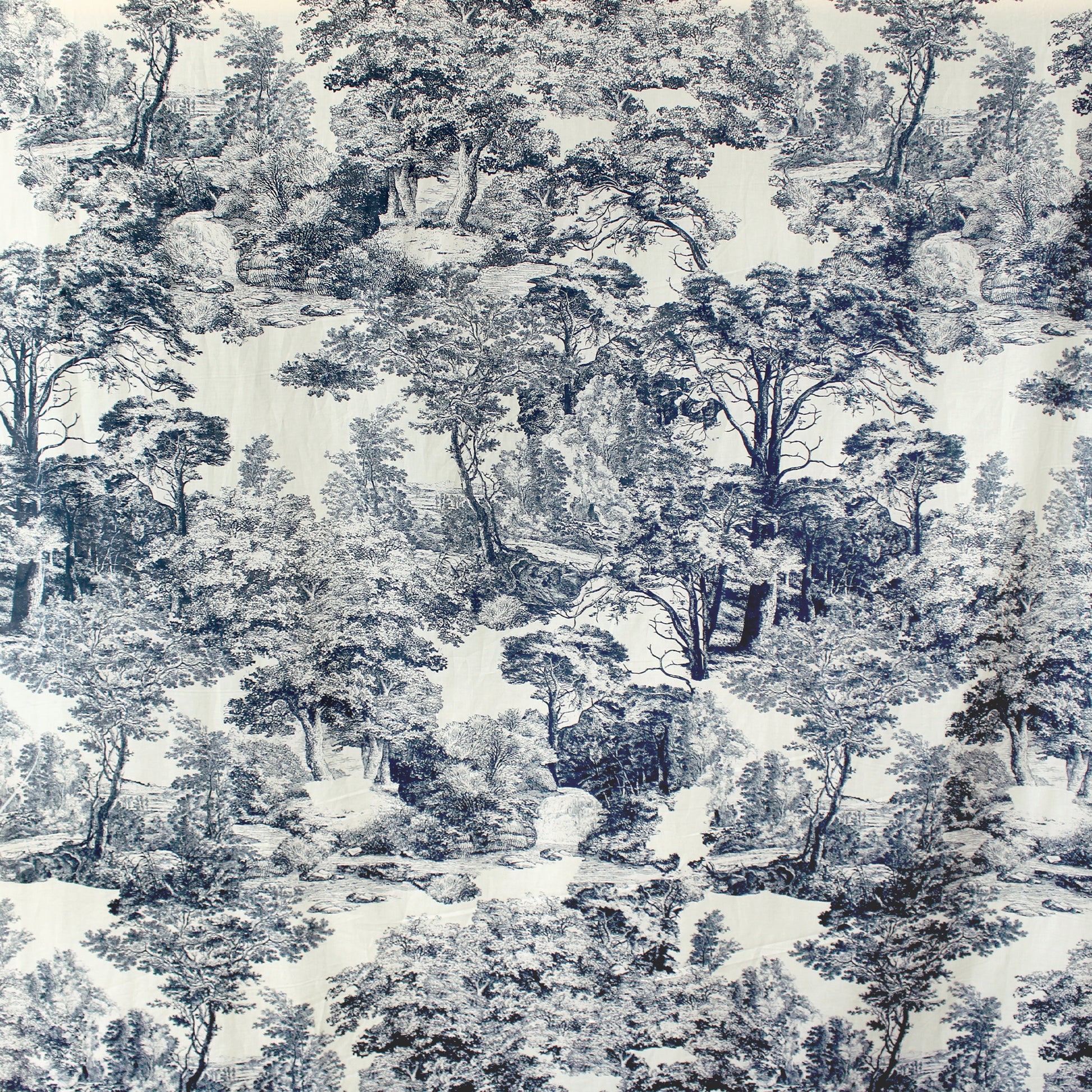 Italian 'Toile de Jouy' cotton lawn - indigo/antique white