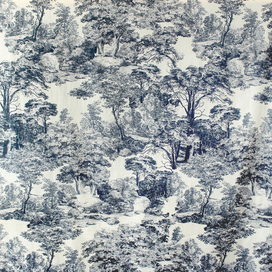 Italian 'Toile de Jouy' cotton lawn - indigo/antique white