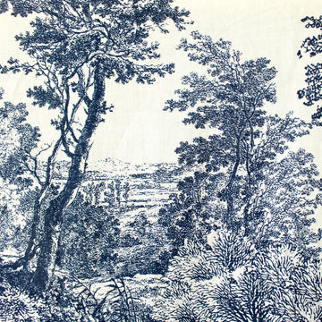 Italian 'Toile de Jouy' cotton lawn - indigo/antique white