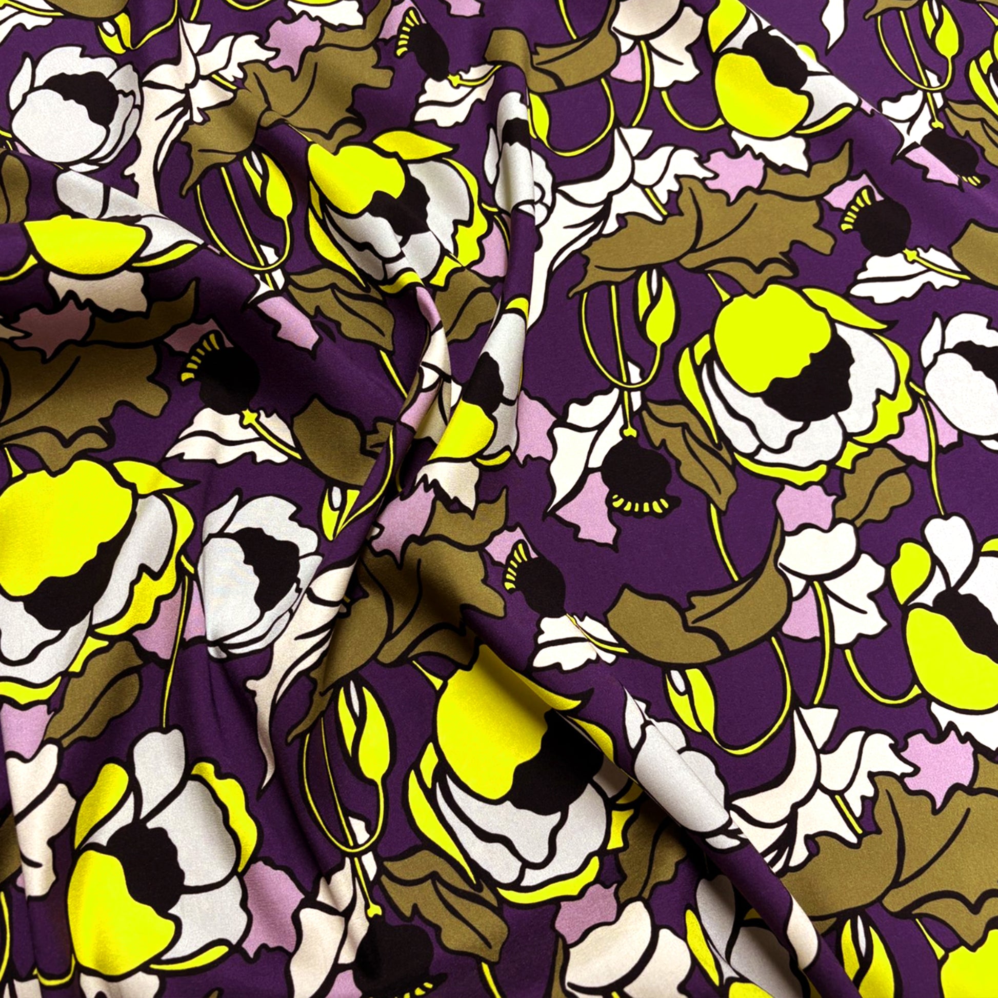 'stained glass peony' satin-backed stretch silk charmeuse