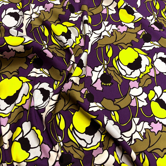 'stained glass peony' satin-backed stretch silk charmeuse