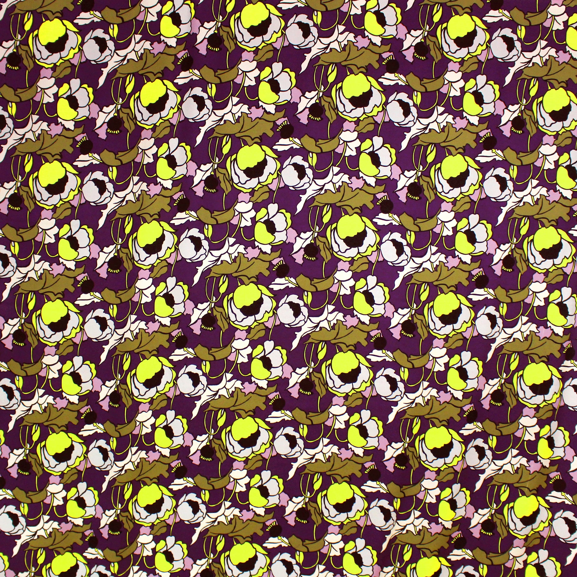 'stained glass peony' satin-backed stretch silk charmeuse