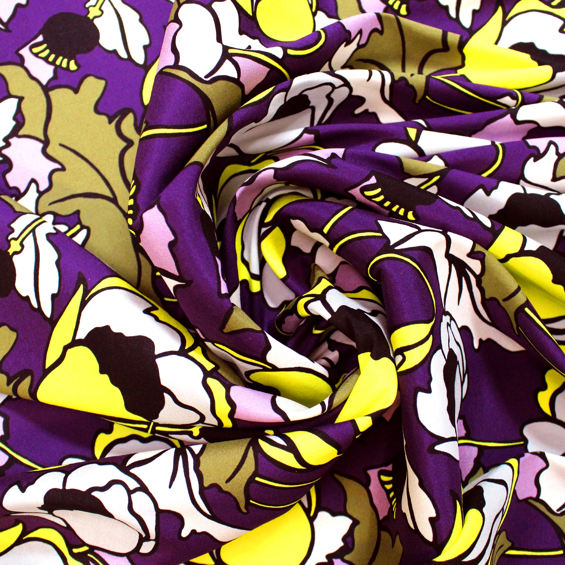 'stained glass peony' satin-backed stretch silk charmeuse