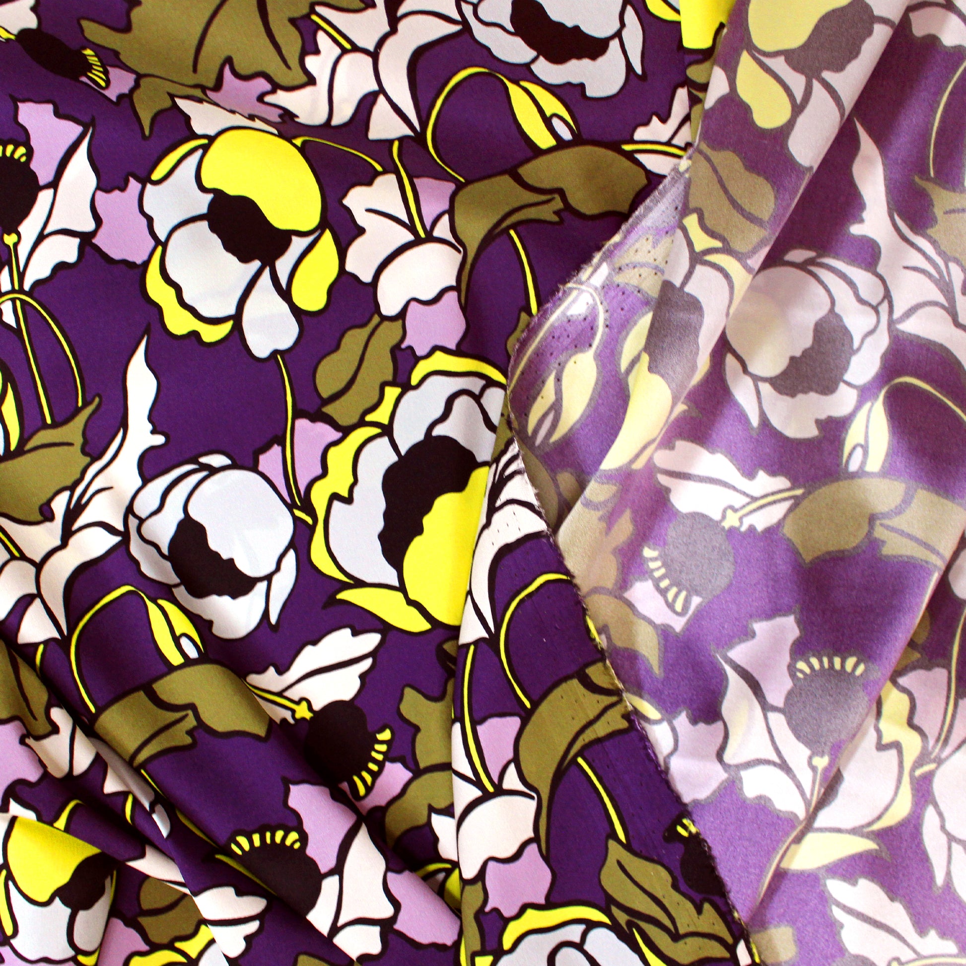 'stained glass peony' satin-backed stretch silk charmeuse