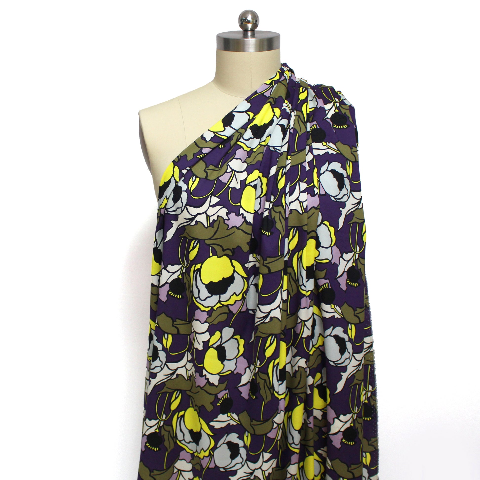 'stained glass peony' satin-backed stretch silk charmeuse