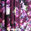 'blooms on plum' viscose knit, Oeko-Tex cert.