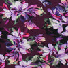 'blooms on plum' viscose knit, Oeko-Tex cert.