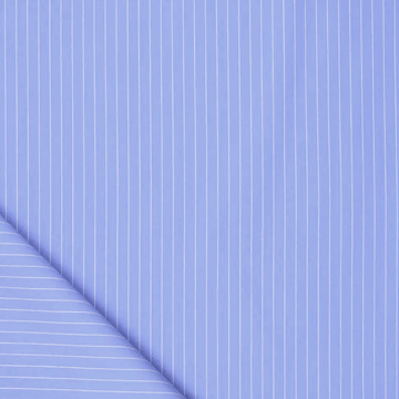 pinstripe cotton blend stretch shirting - chambray blue/white