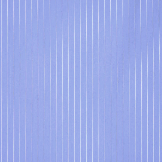 pinstripe cotton blend stretch shirting - chambray blue/white