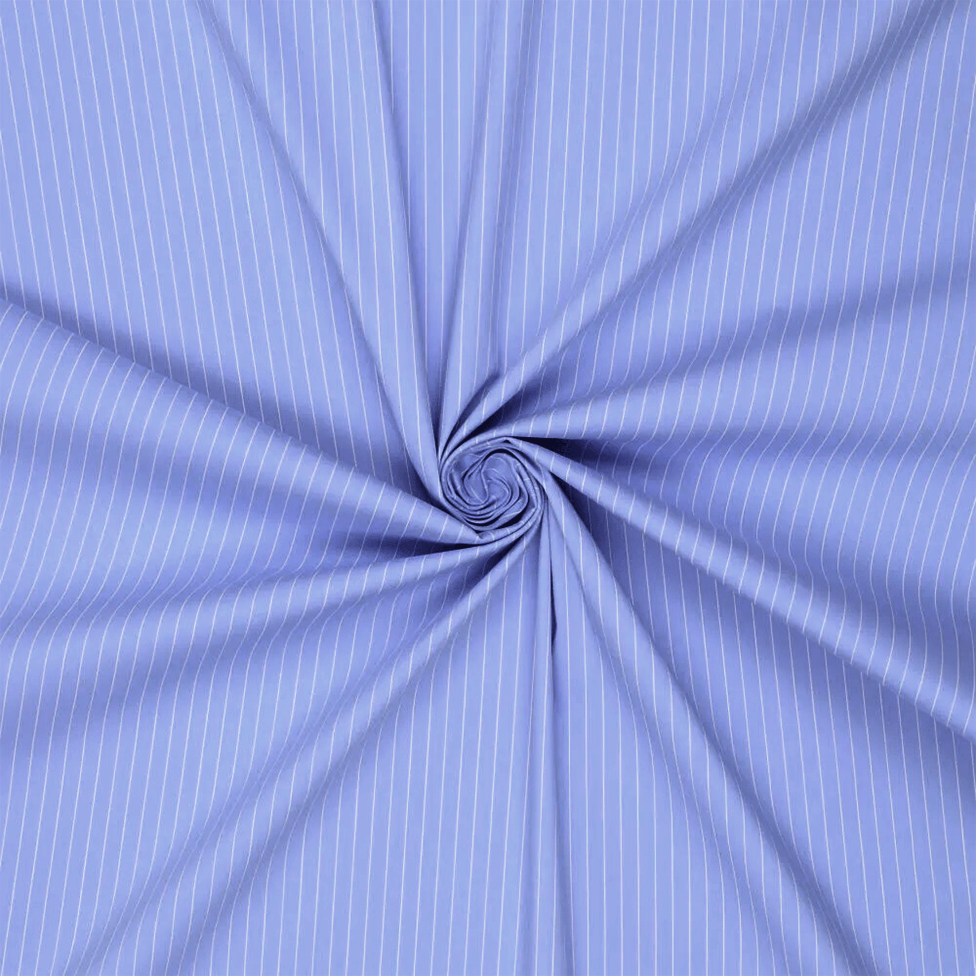 pinstripe cotton blend stretch shirting - chambray blue/white