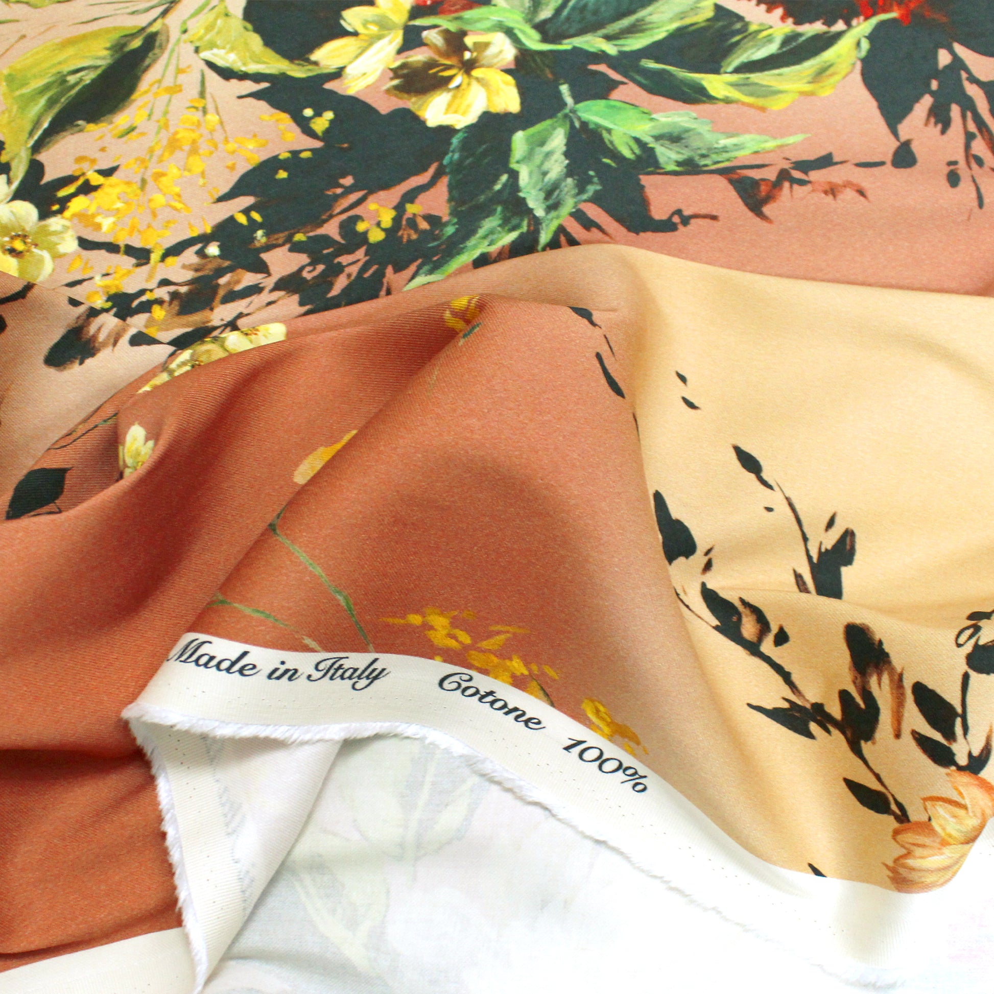 'Baroque bouquet' 2-ply stretch cotton twill