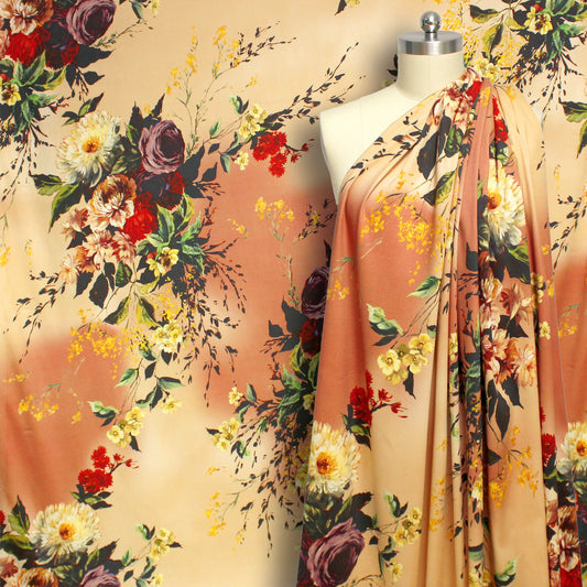 'Baroque bouquet' 2-ply stretch cotton twill