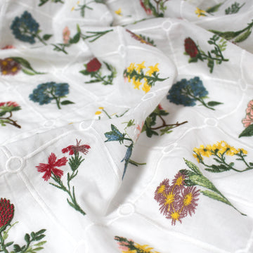 'garden's edge' botanical embroidered cotton voile *PRE-ORDER*