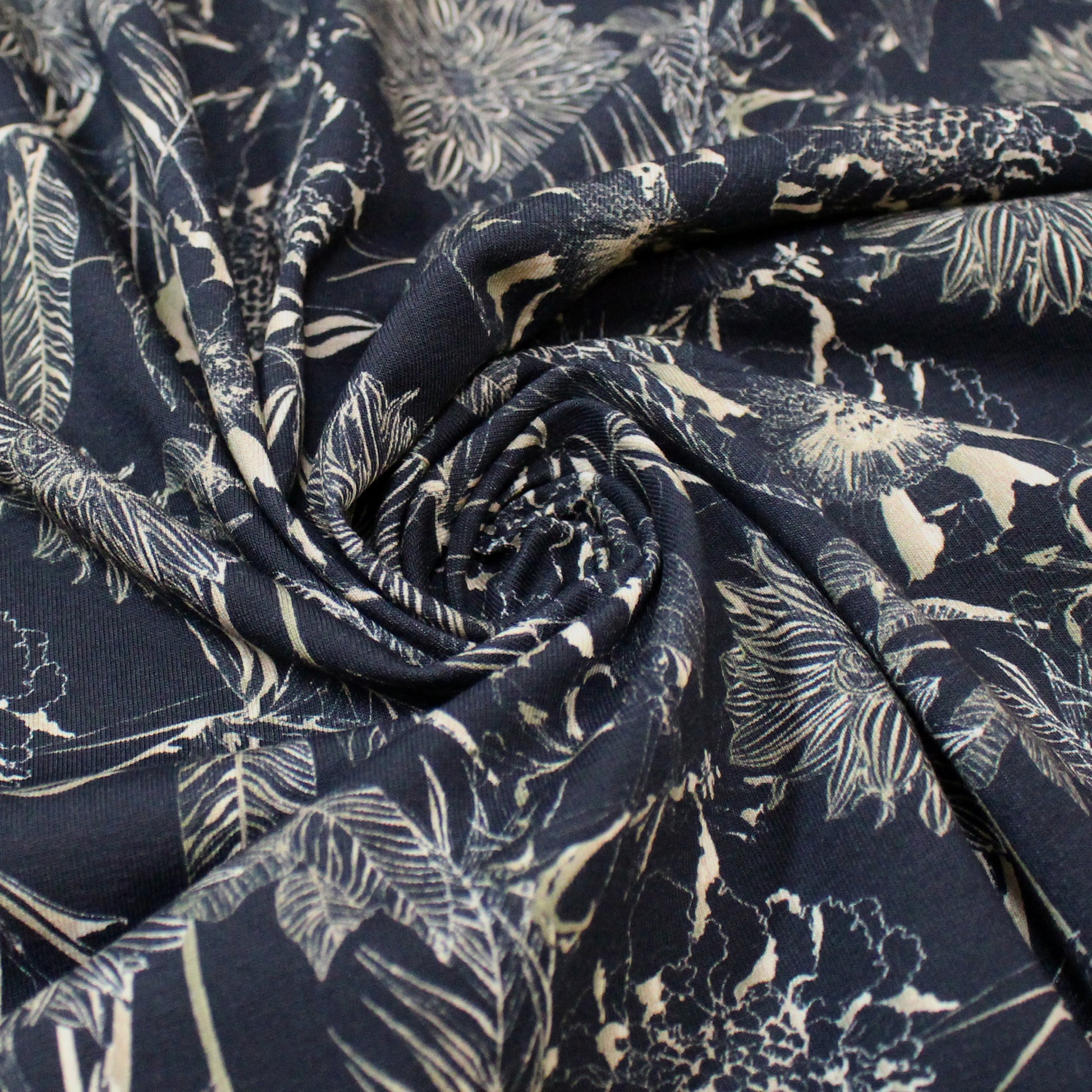 Dutch digital cotton knit 'floral repose' Oeko-Tex cert.