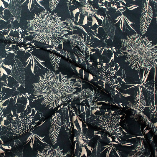 Dutch digital cotton knit 'floral repose' Oeko-Tex cert.