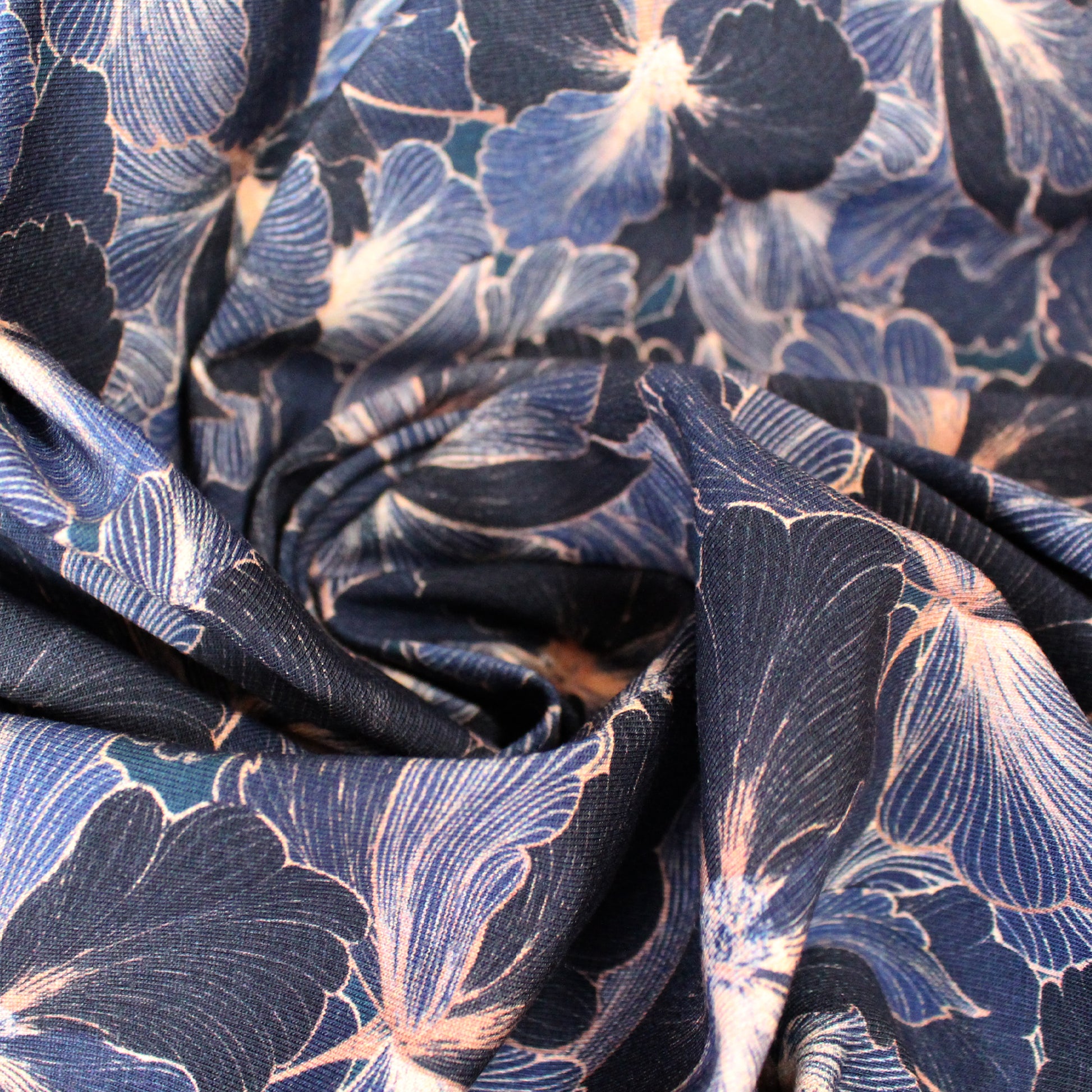 Dutch digital 'quiet blossoms' cotton knit Oeko-Tex cert.