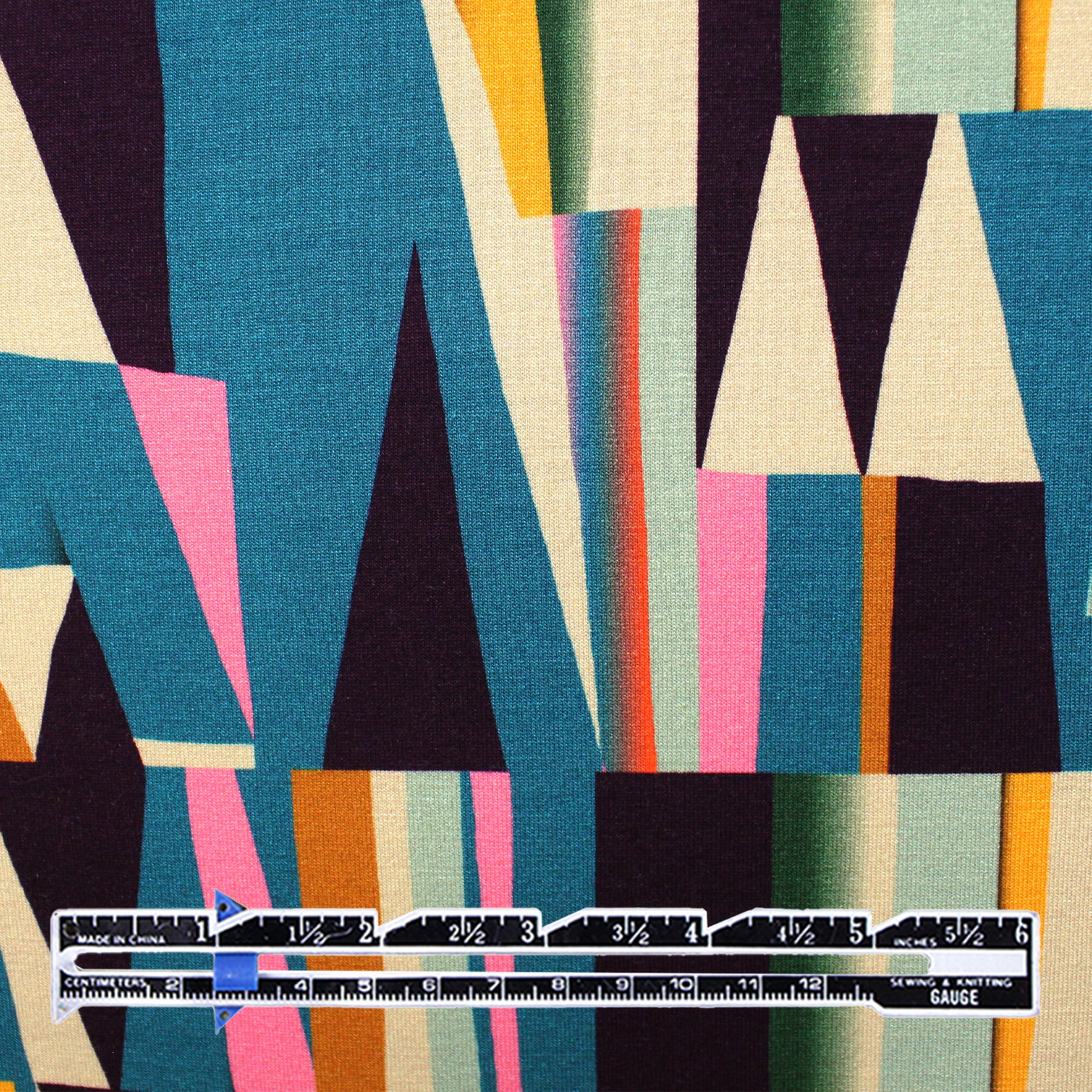 Dutch digital 'Prism Shift' viscose knit, Oeko-Tex cert. - teal/pink