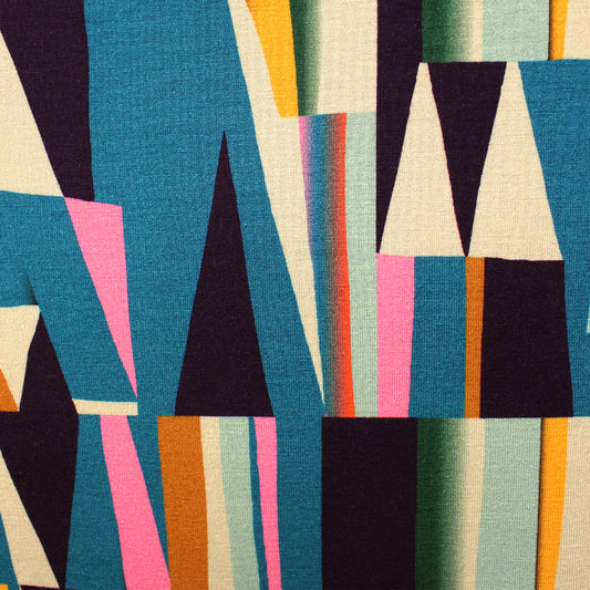 Dutch digital 'Prism Shift' viscose knit, Oeko-Tex cert. - teal/pink