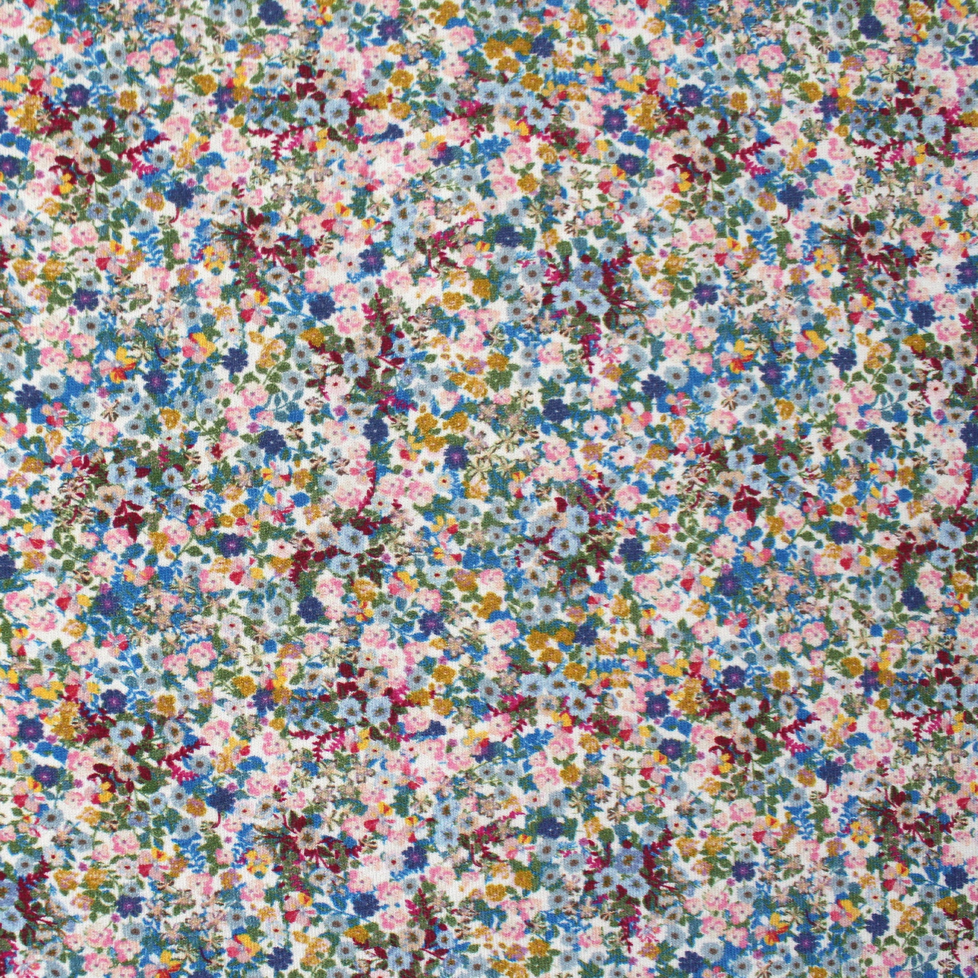 Dutch digital cotton knit 'Millefleurs' Oeko-Tex cert. - cream/blue