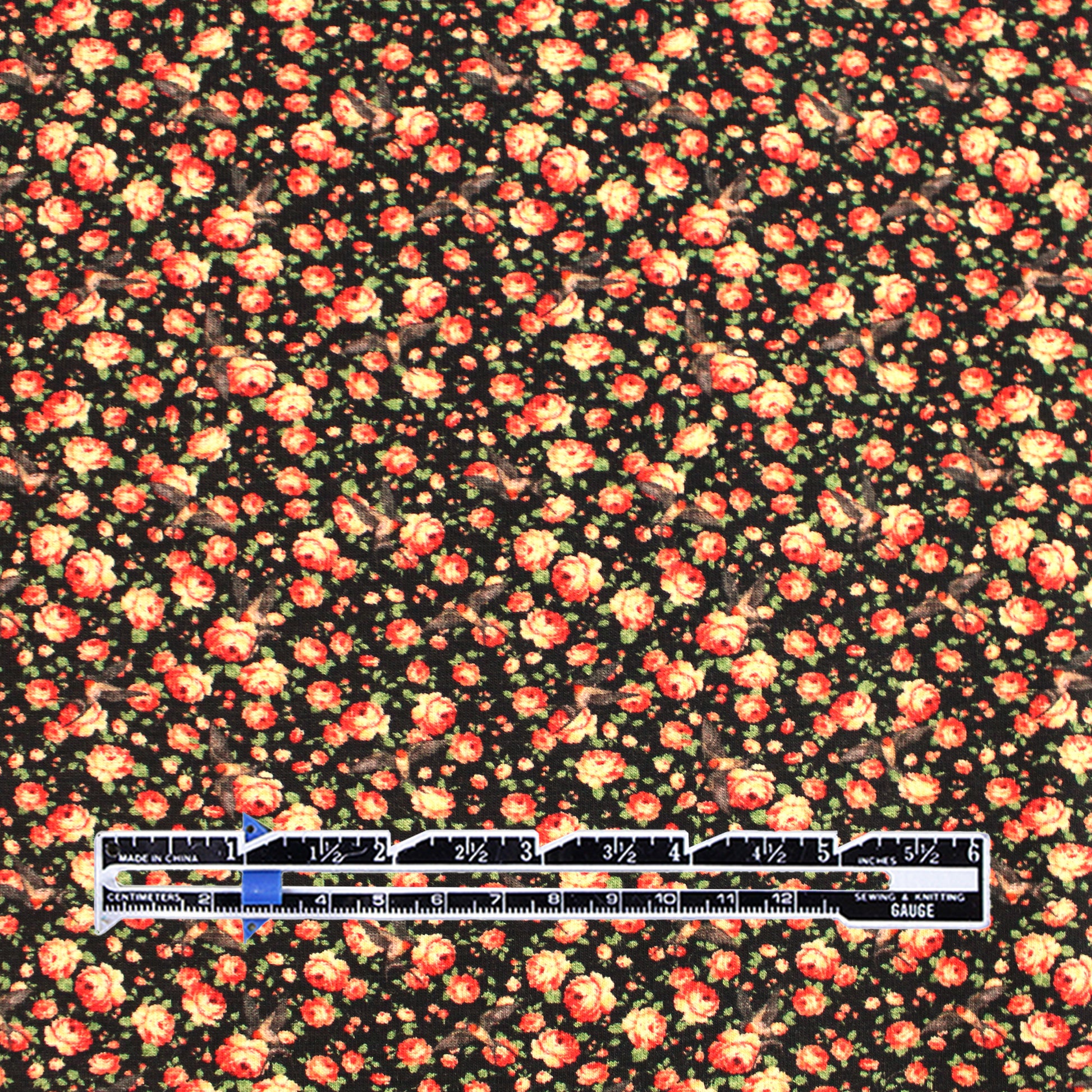 Dutch digital cotton knit 'cottage rose' Oeko-Tex cert.