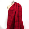 European windowpane all-wool double cloth - holly berry/black