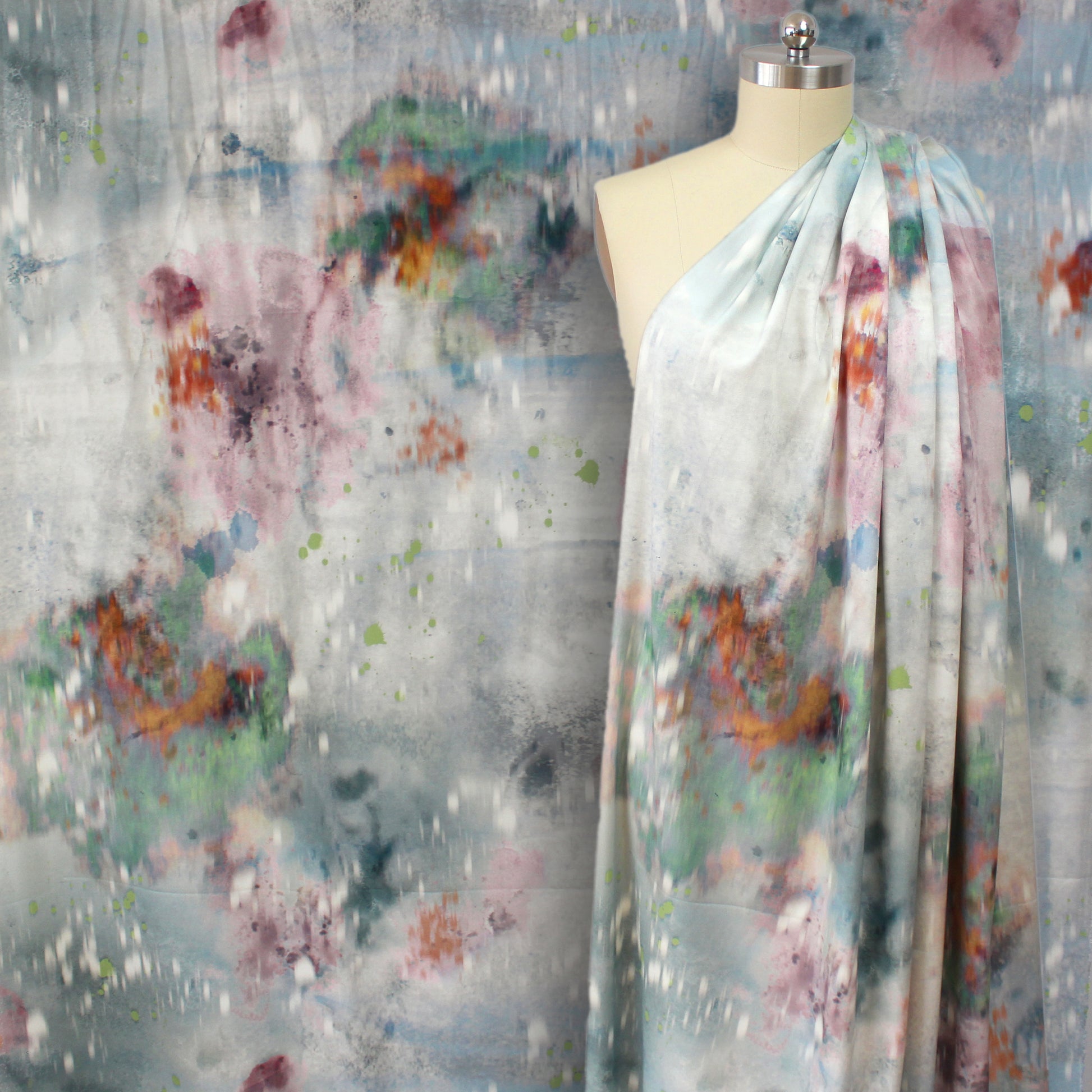 Italian 'pastel impression' mid-weight viscose crepe woven