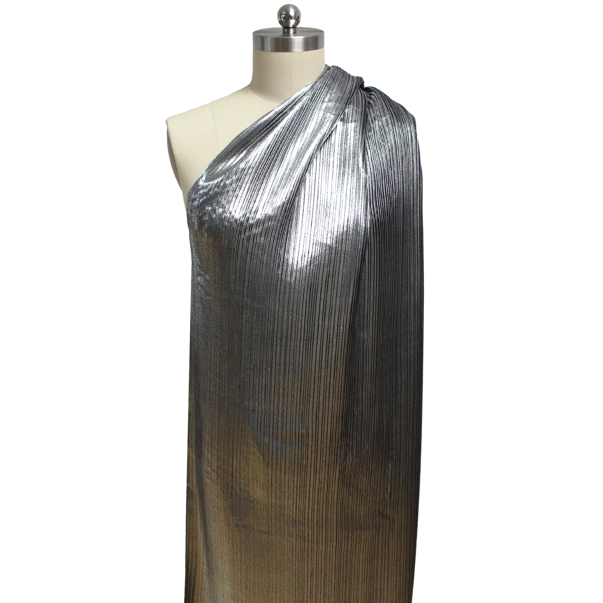 French silk/Lurex plisse - silver