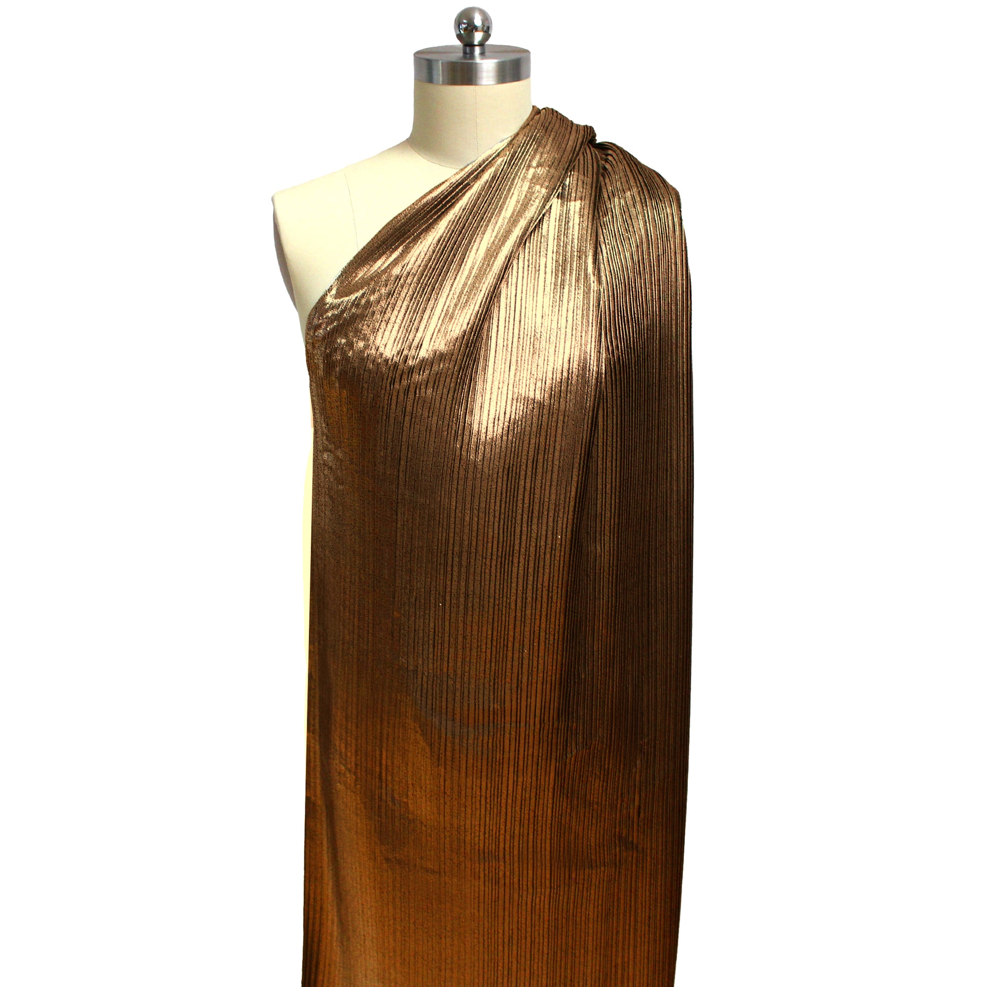 French silk/Lurex plisse - copper