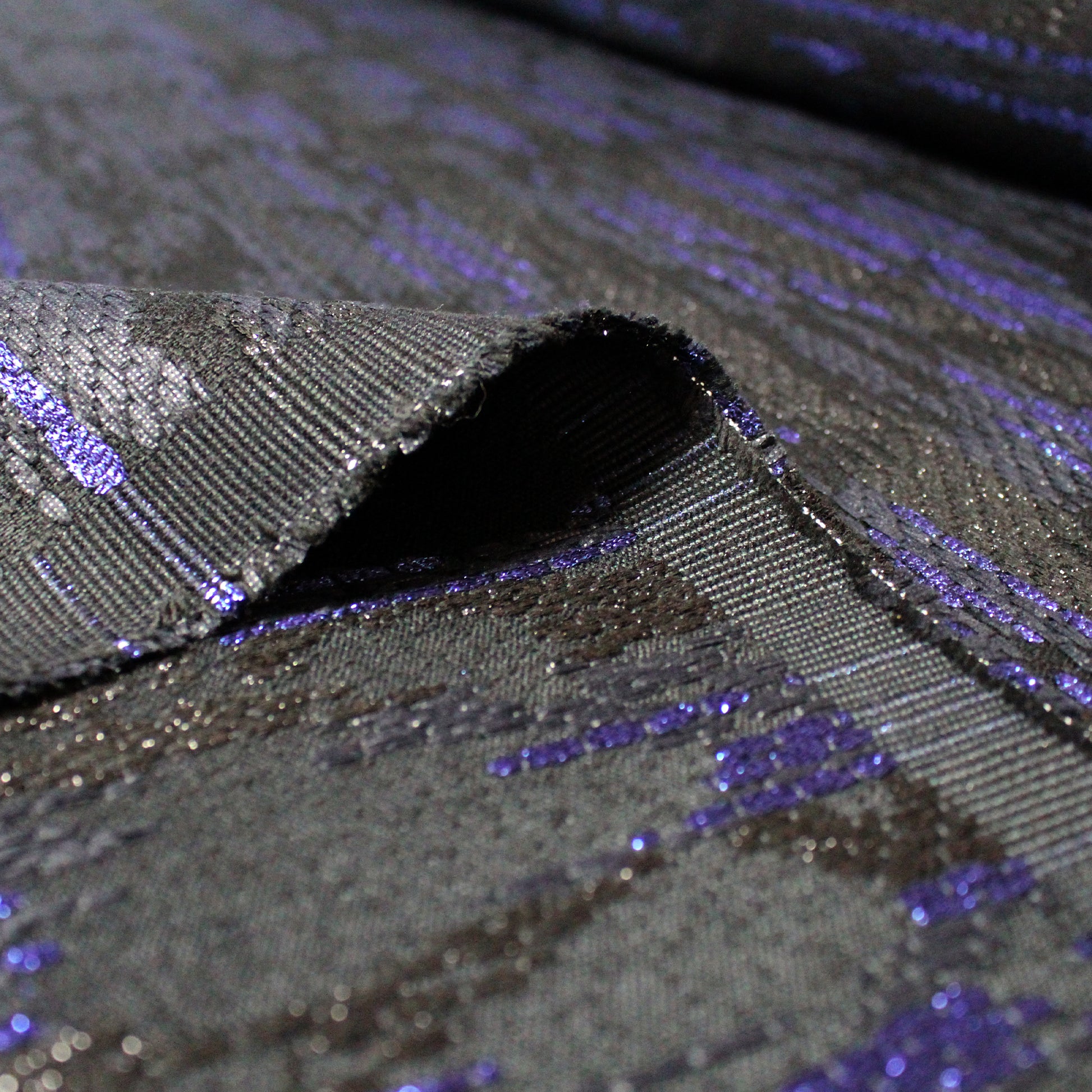 French cotton/Lurex blend brocade - black/sapphire