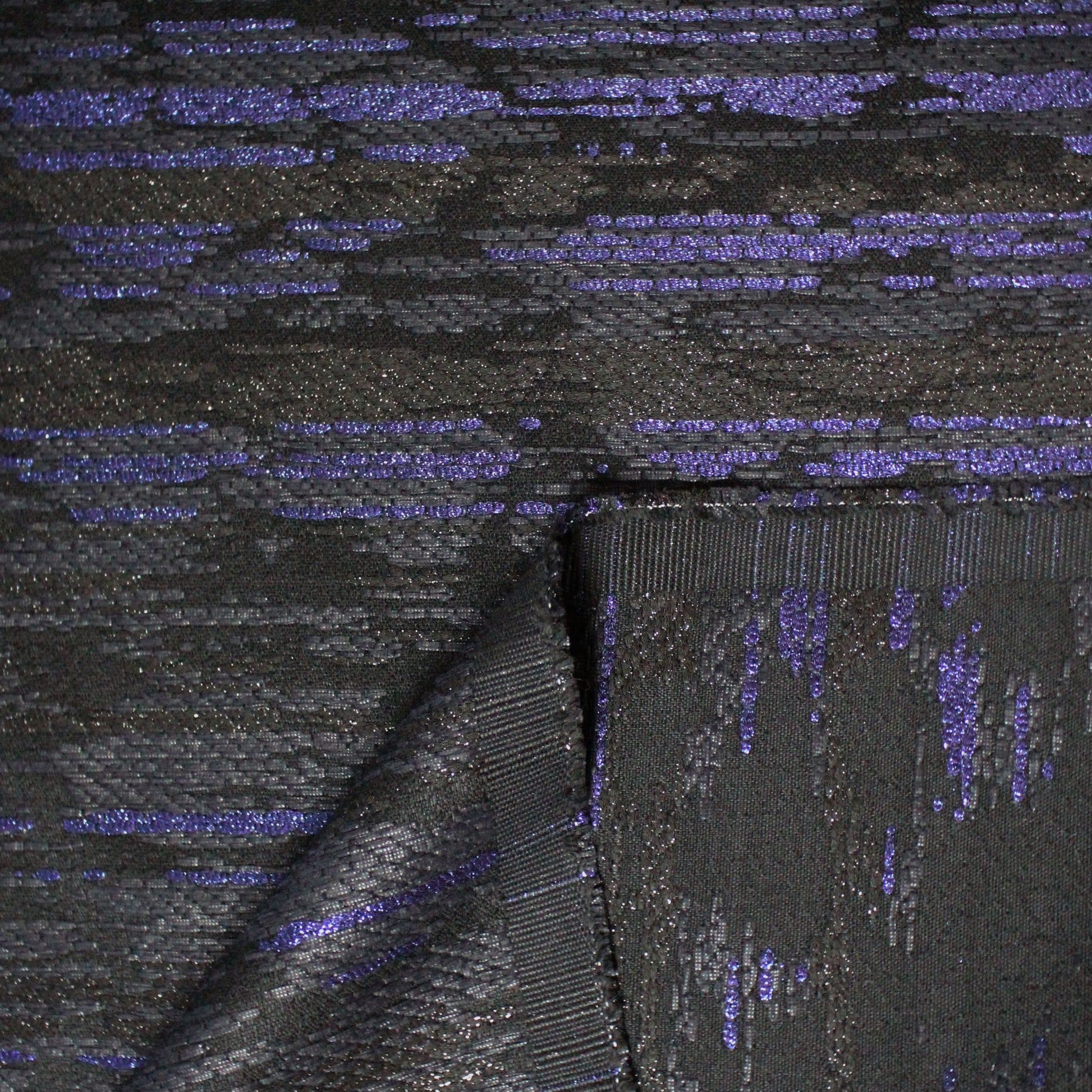 French cotton/Lurex blend brocade - black/sapphire