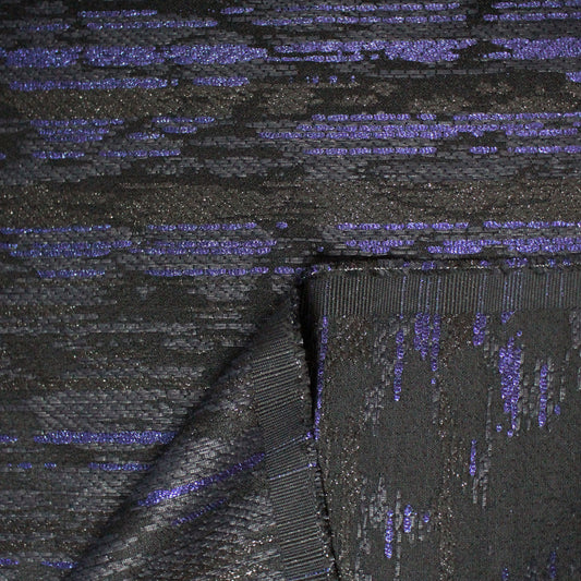 French cotton/Lurex blend brocade - black/sapphire