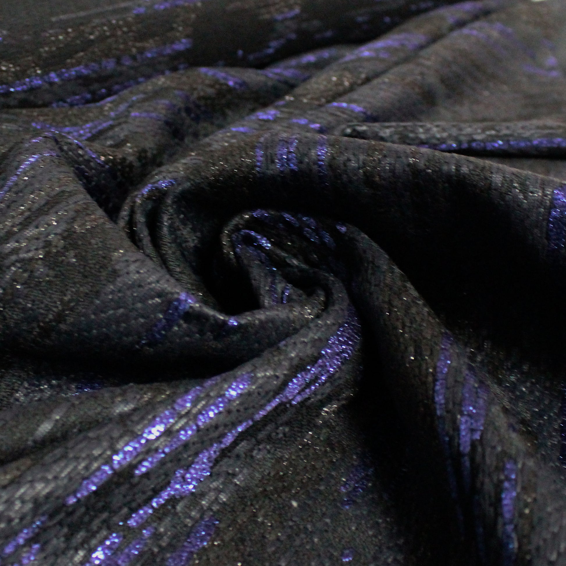 French cotton/Lurex blend brocade - black/sapphire