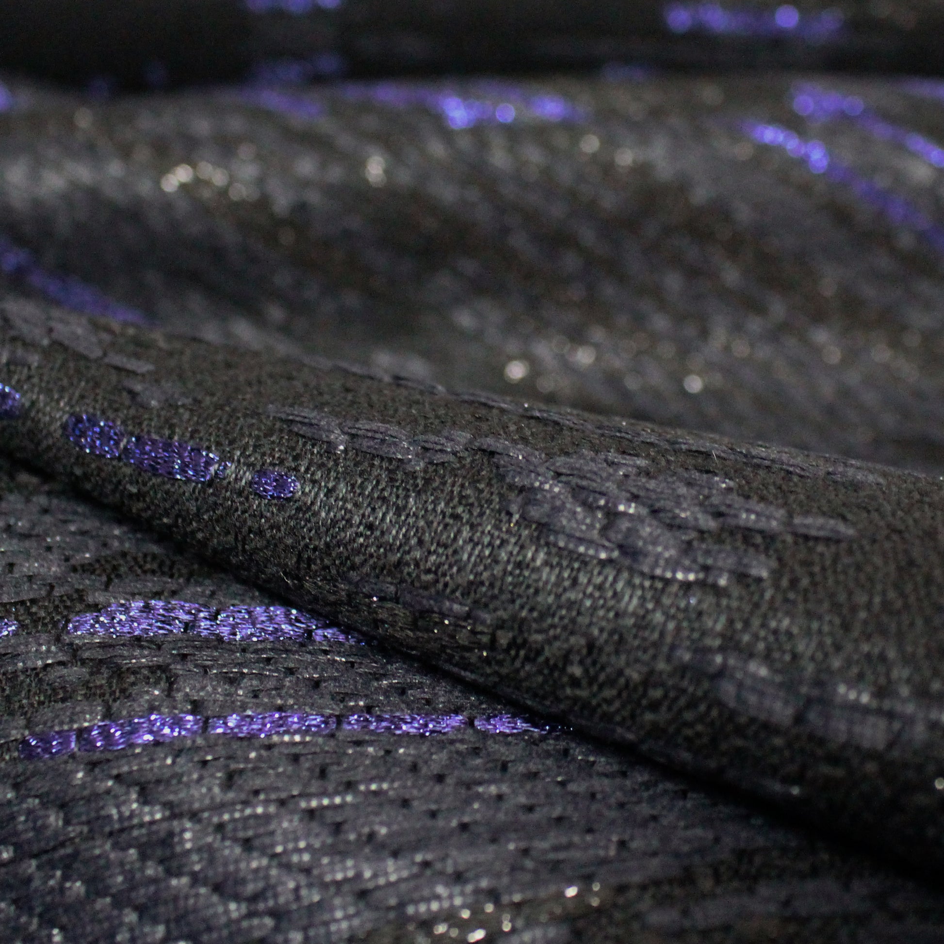 French cotton/Lurex blend brocade - black/sapphire