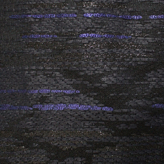 French cotton/Lurex blend brocade - black/sapphire