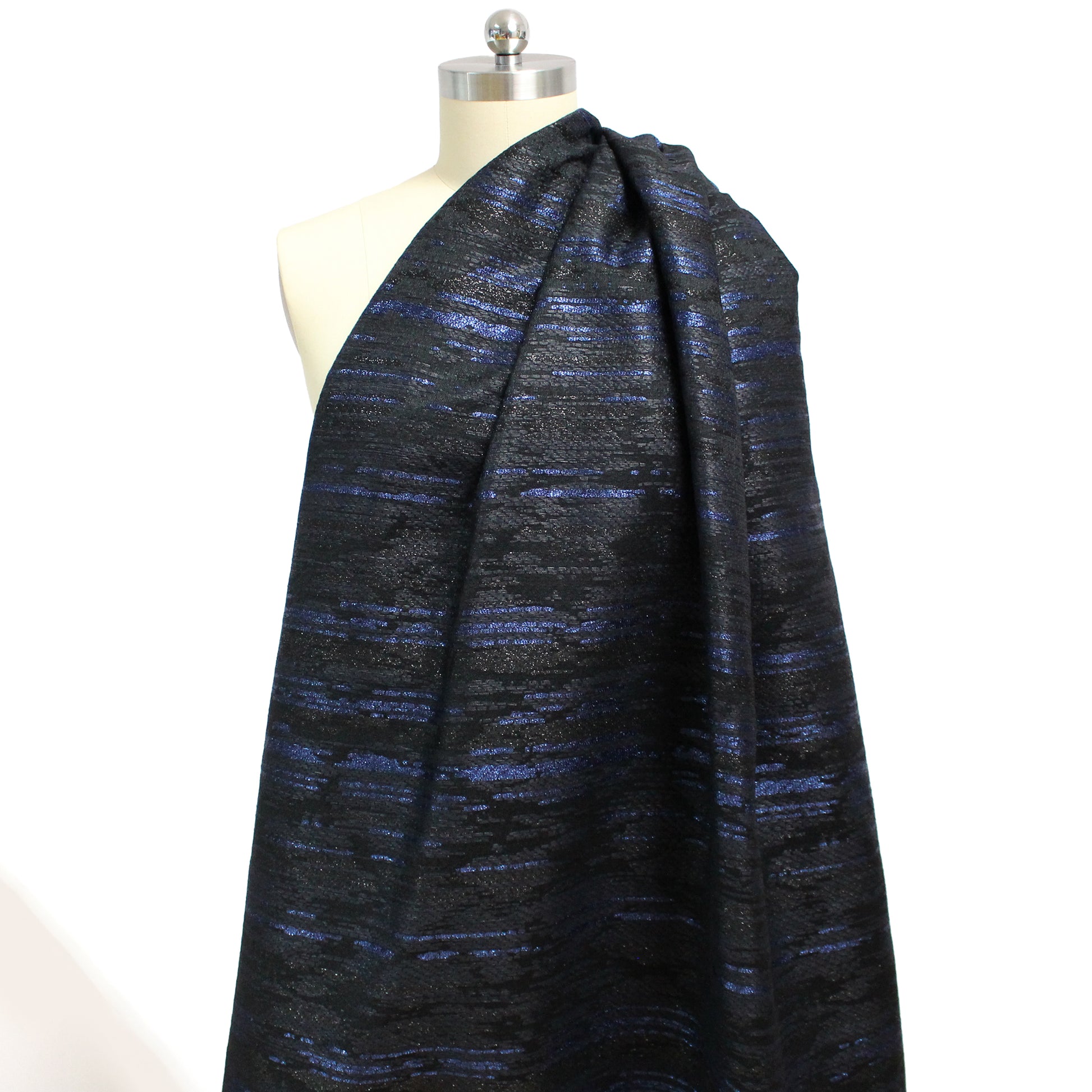 French cotton/Lurex blend brocade - black/sapphire