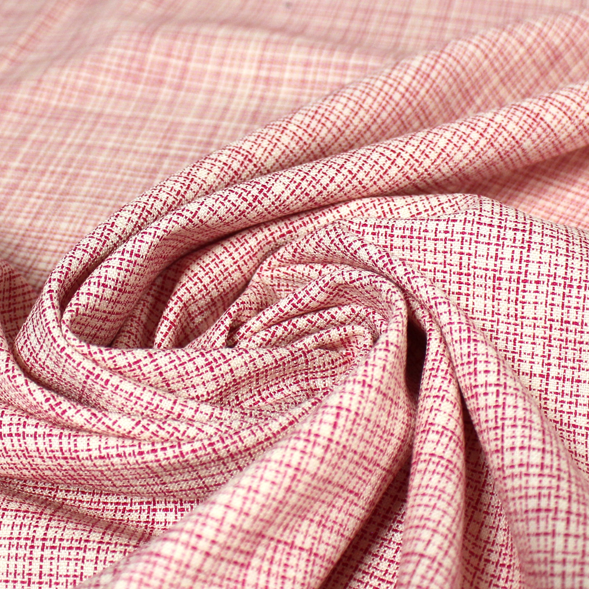 French 'petite check' viscose/wool suiting - cream/raspberry
