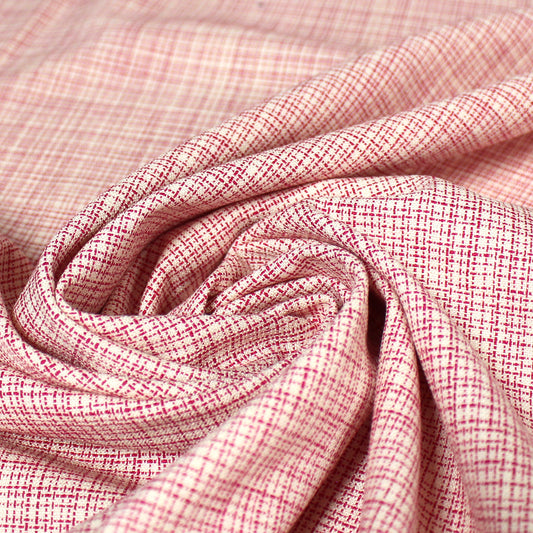 French 'petite check' viscose/wool suiting - cream/raspberry