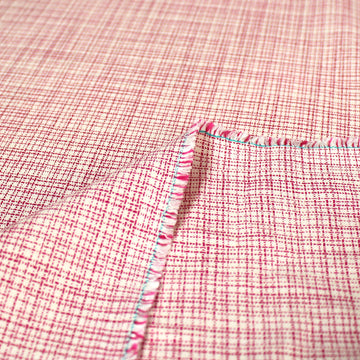 French 'petite check' viscose/wool suiting - cream/raspberry