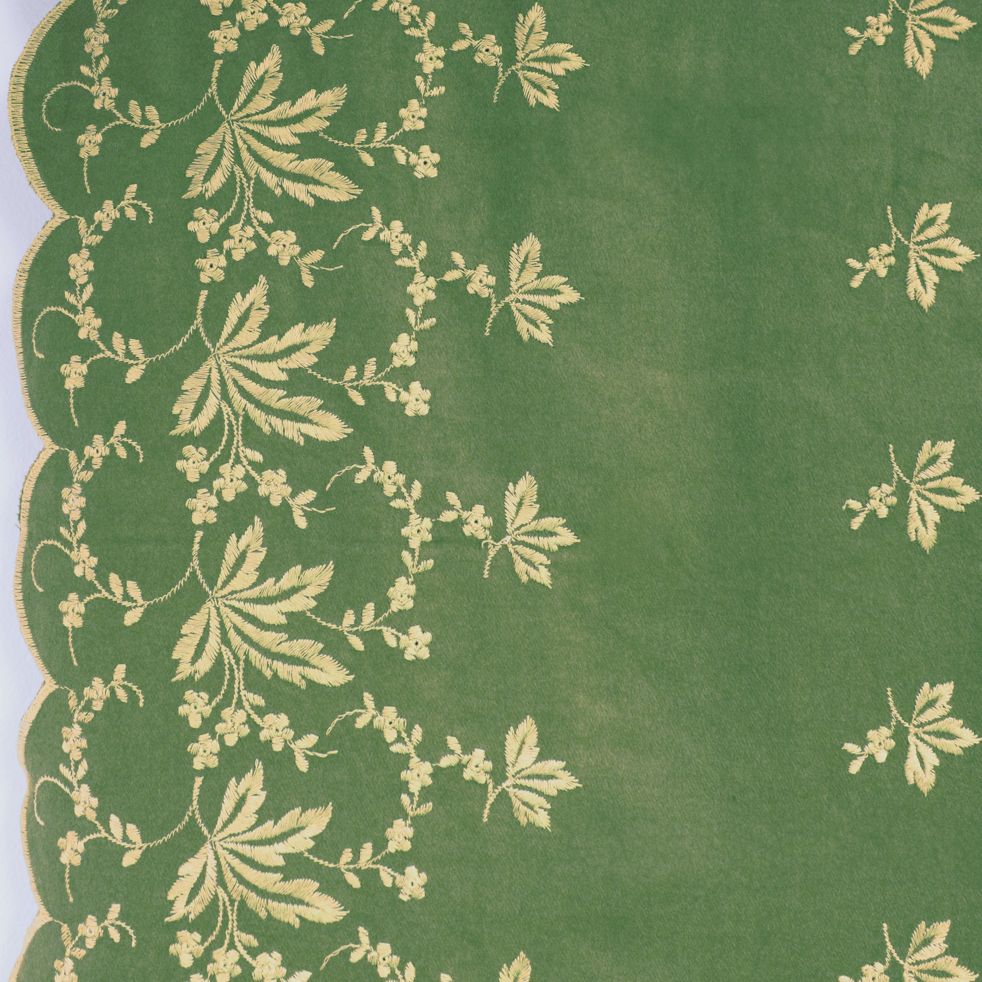European scallop-edge embroidered flannel - basil *VERY LIMITED*