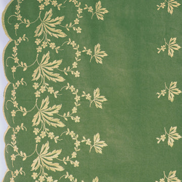 European scallop-edge embroidered flannel - basil *VERY LIMITED*