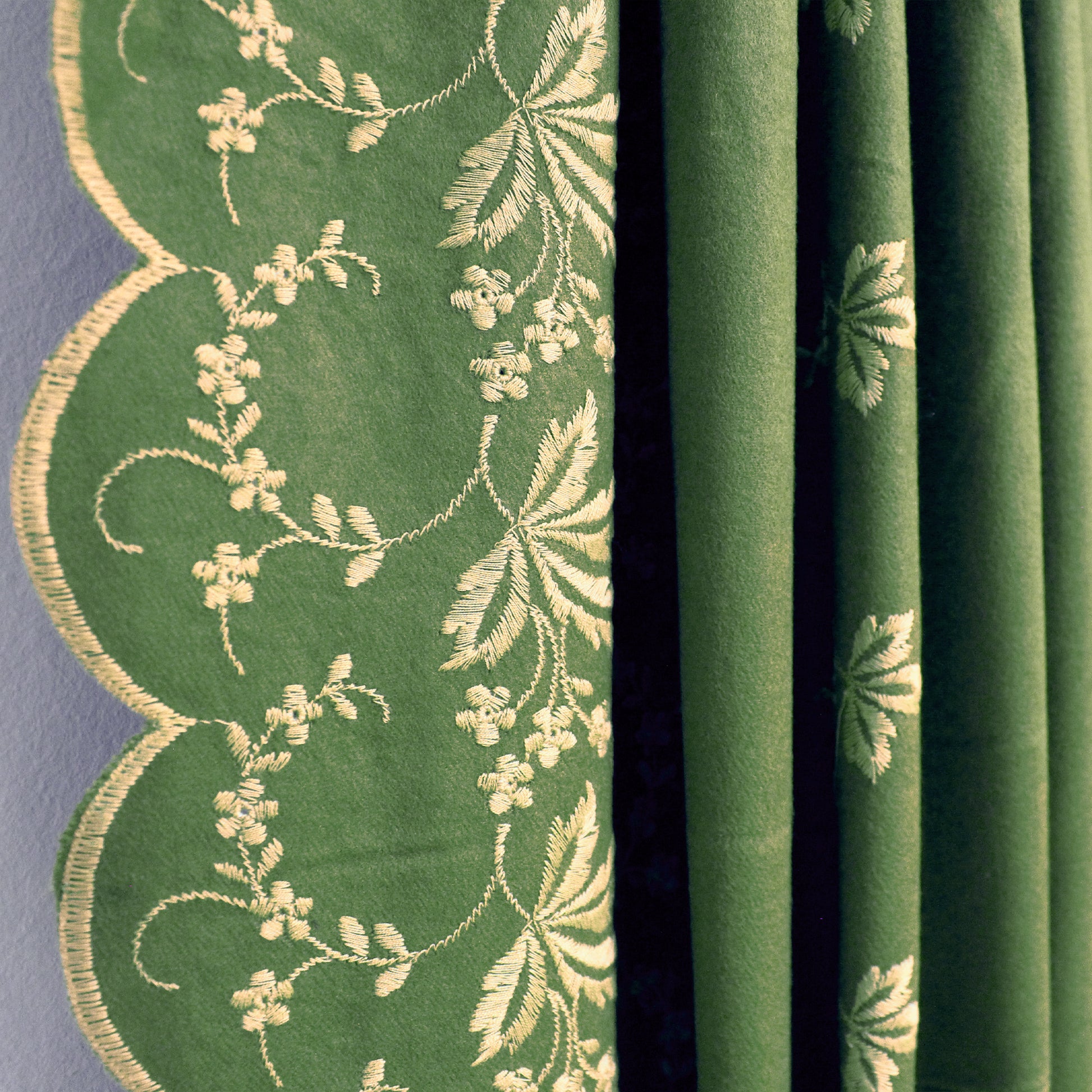 European scallop-edge embroidered flannel - basil *VERY LIMITED*