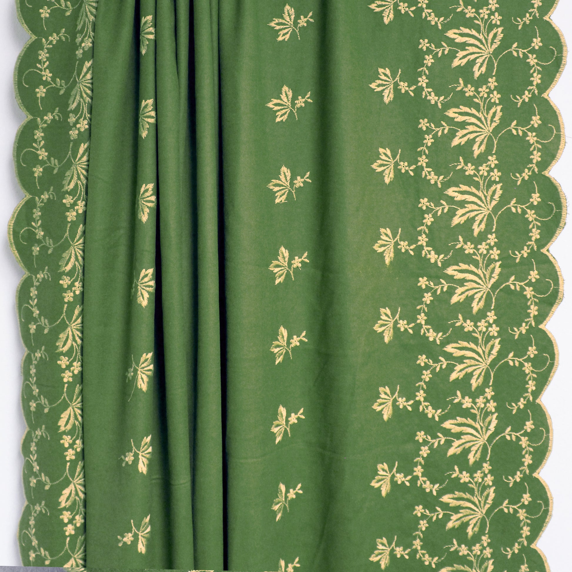 European scallop-edge embroidered flannel - basil *VERY LIMITED*