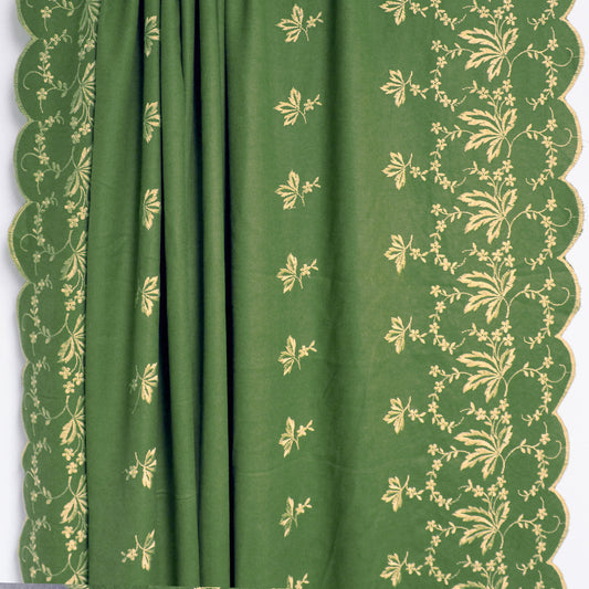 European scallop-edge embroidered flannel - basil *VERY LIMITED*