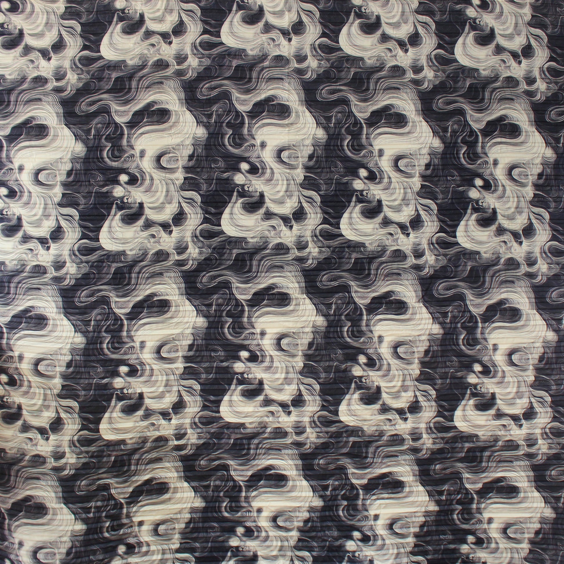 Dutch abstract 'milky way' plisse - gunmetal/cream