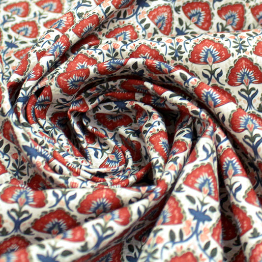Dutch 'Cotswold floral' cotton poplin - currant