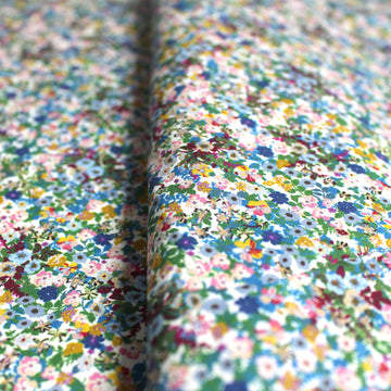 Dutch digital 'Millefleurs' cotton poplin - cream/blue