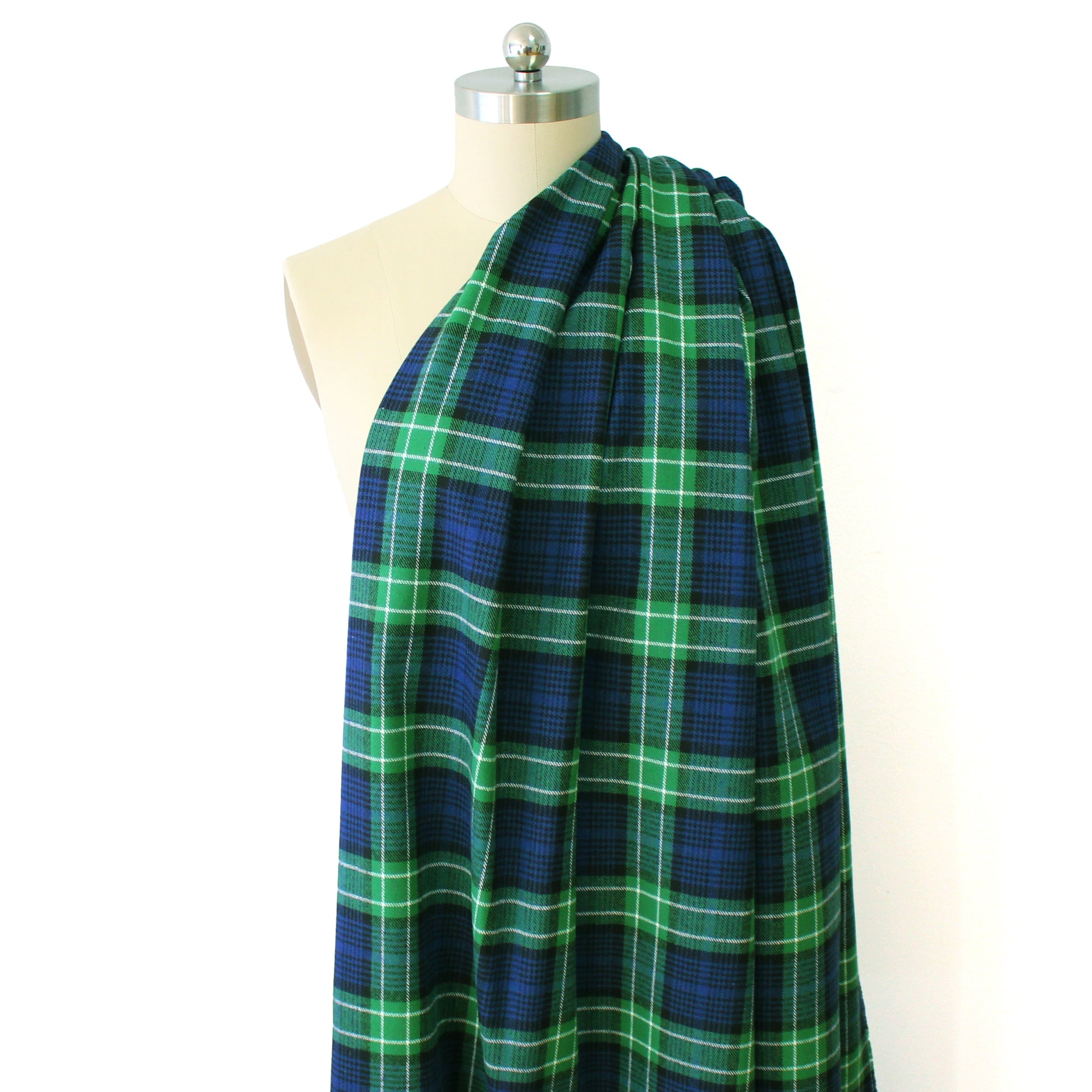 100% cotton mid-weight flannel - blue/green